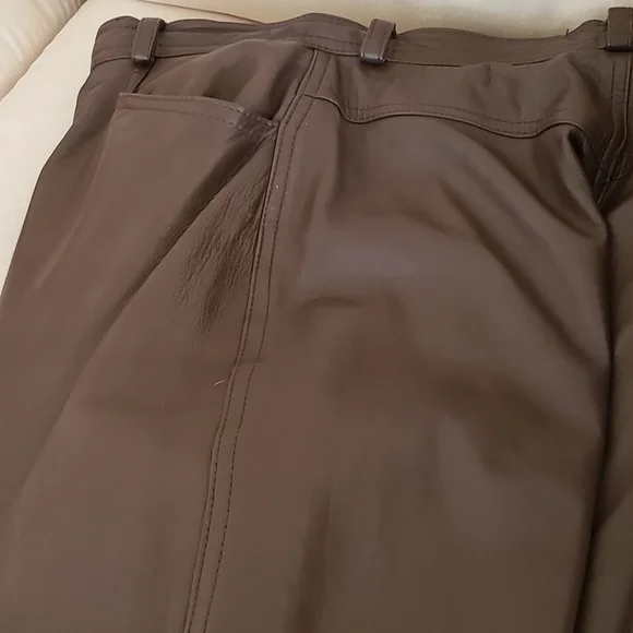 LEATHER Vakko genuine leather pants, coffee/chocolate color. Sz 10 - Picture 7 of 12